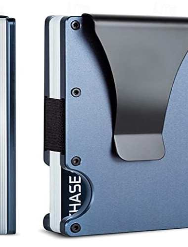  Balení 2 minimalistických tenkých peněženek pro muže, kovové pouzdro na karty s RFID blokováním a sponou na peníze, hliníková přední kapsa, taktická EDC peněženka na kreditní karty a hotovost