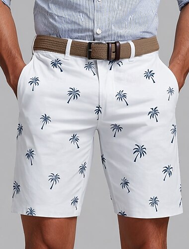  Ανδρικά Δέντρο καρύδας Τροπικά φυτά Σορτς των Βερμούδων Casual σορτς Σορτς του γκολφ Μεσαία Μέση Χαβανέζα Δουλειά Παραλία Υπαίθρια Αθλήματα Επίπεδο μπροστινό σορτς με 4 τσέπες Σχεδιαστής Ρούχα
