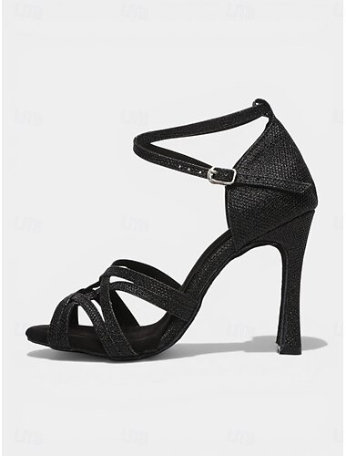  Roze Latijns-Amerikaanse dansschoenen voor dames, met bandjes, open teen en enkelbandje, oefenhakken voor salsa, tango en ballroomdansen. &training
