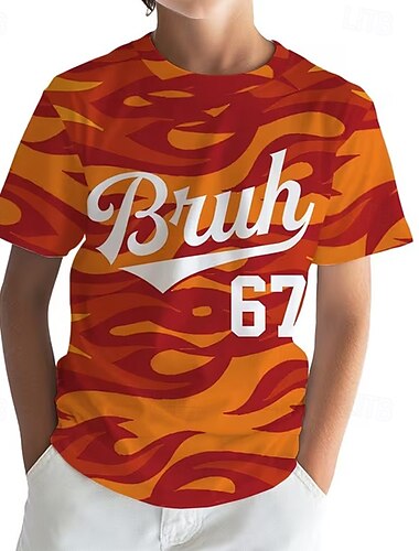  Garçons 3D Graphique Dégradé de couleur Argot drôle 67 T-shirt Manche Courte Impression 3D Été Printemps Sports Mode Streetwear Enfants 4-12 ans Col Rond Occasionnel Quotidien Extérieur Coupe
