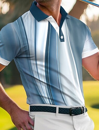  Voor heren Golf Lijn Sport Poloshirts Korte mouw Poloshirt Overhemden met kraag Casual Sportkleding 3D-afdrukken Knop Ademend gaas Lente zomer blauw Meerblauw Groen