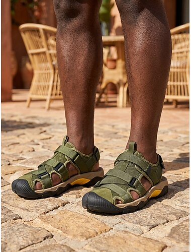  Herre Sportslig Fritid Utendørs feriested PU Lær Tekstil Bekvem Sklisikker Holdbar Nylonteip Svart Blå Grønn Sommer