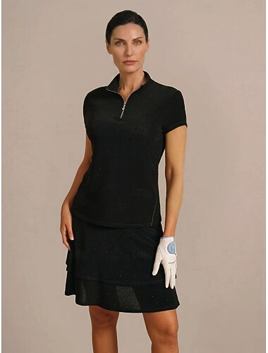  Mujer Camisas de polo Negro Manga Corta Camiseta Ropa de golf para damas Ropa Trajes Ropa Ropa