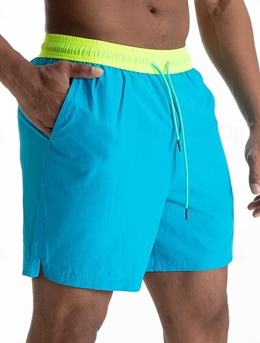  Herr Badshorts Färgblockerande Snörning Med fickor Snabb tork Med fickor Lättvikt Badkläder Underdelar Surfing Strand Vattensport Sommar