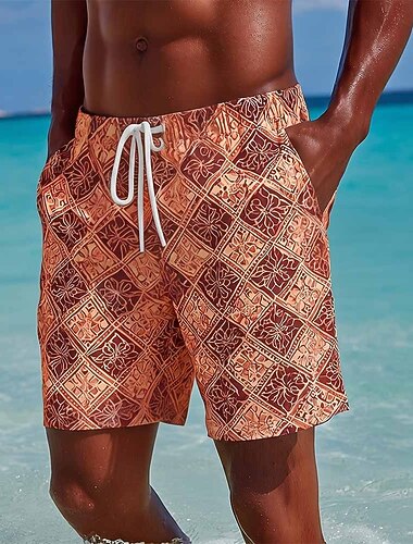  Per uomo Tribale Geometrico Stampa Floreale Costumi da bagno Costumi da bagno Pantaloncini da bagno Pantaloncini da Surf Misura del girovita medio Vintage Retrò Vacanza al Mare Tasche Laterali fodera