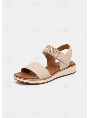  Sandalias planas cómodas para mujer: zapatos casuales de verano con punta abierta y correa ajustable, diseño bohemio elegante para caminar y actividades al aire libre.