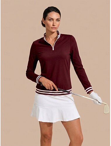  Polo de mujer color burdeos de manga larga, ropa de mujer, conjuntos de ropa