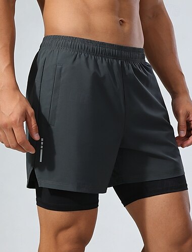  Herren Laufshorts Sportshorts Fitnessshorts Tasche 2 in 1 Mit Kompressionsfutter Shorts Lässig Täglich Sport Sommer Frühling Schnelltrocknend Leicht Feuchtigkeitsableitend Fitnesstraining Outdoor