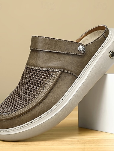  Herresko i netting med slip-on-detaljer, komfortable, pustende sommersko for daglig bruk, ferie og lette turgåing