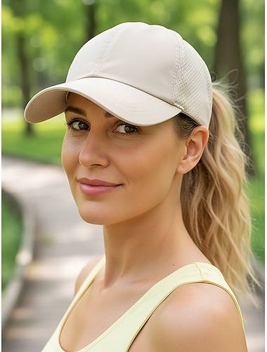  Gorra de béisbol de poliéster de secado rápido para mujer, ajustable, multicolor, ideal para uso casual, correr, senderismo, tenis, entrenamientos en el gimnasio y actividades al aire libre.