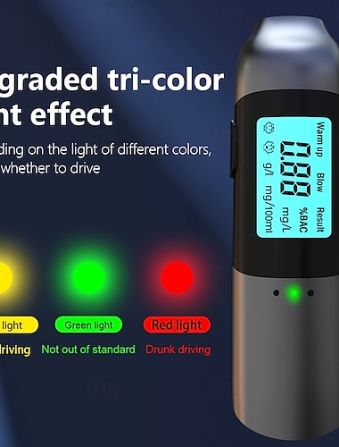  Alkoholtester, tragbares digitales Messgerät zur Erkennung von Trunkenheit am Steuer, Atemalkoholmessgerät, geeignet für den Einsatz im Auto und zu Hause