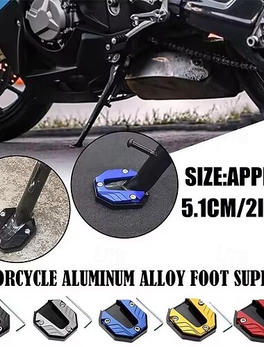  5 darabos motorkerékpár kitámasztó alátét - univerzális alumínium oldaltámasztó talp, csúszásgátló, megnövelt parkolóbetét puha talajra, motorkerékpárhoz és robogóhoz is illeszkedik, könnyen