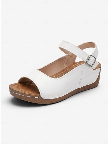  białe sandały damskie z odkrytymi palcami – wygodne buty z odkrytymi palcami i regulowaną klamrą, idealne na nieformalne wyjścia, imprezy na świeżym powietrzu i letnie wakacje