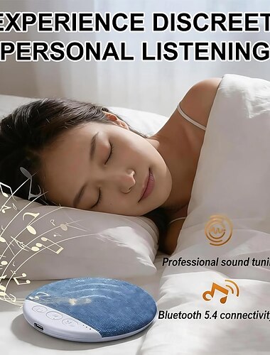  Alto-falante de travesseiro com Bluetooth 5.4, alto-falante sem fio para dormir embaixo do travesseiro para ouvir discretamente, alto-falante pessoal fino para quem dorme de lado, ajuste de som