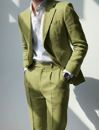  Menn Avslappet Virksomhet Lindresser Hakkjakkeslag Hvit Rosa Mote Fritid Ensfarget Skreddersydd 2-delt sett Enkelt Brystet Enn-knapp