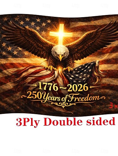  250-årsjubileum USA dubbelsidig 3-lagersflagga för utomhusbruk, vi folket 1776-2026 patriotisk gård, amerikansk flagga 250-årsjubileumshusbanderoll