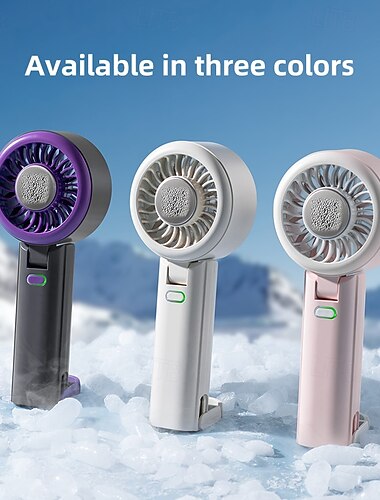 Håndholdt vifte med kald kompress, bærbar personlig vifte med kjøleplate, 5 hastigheter høyhastighets minivifte USB oppladbar, 3-i-1 håndholdt/stående/hengende liten vifte for reise, sminke