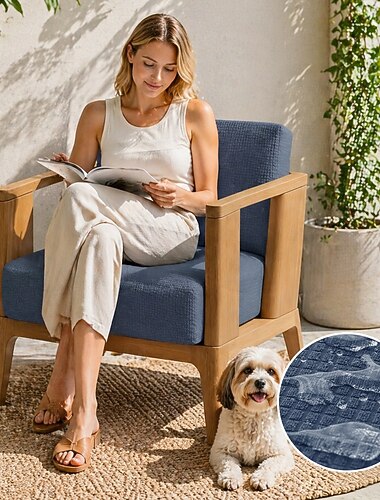  パティオ用ストレッチ防水ソファカバー2枚セット、屋外用ソファカバー、パティオ家具用クッションカバー、洗濯可能で再利用可能な家具保護カバー