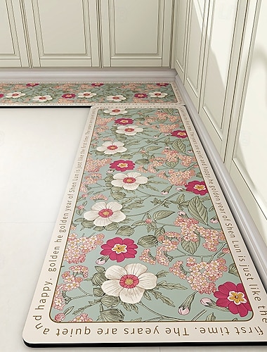  Küchenläufer im amerikanischen Stil, saugfähig, ölabweisend, rutschfest, schmutzabweisend, leicht zu reinigen, Kieselgurmatte