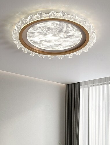  Moderne Aluminium-Deckenleuchte, runde LED-Deckenleuchte aus Acryl zur flächenbündigen Montage. Dreifarbige Dimmfunktion, Augenschutz, Wolken-Design, deckennahe Montage, für Schlafzimmer und