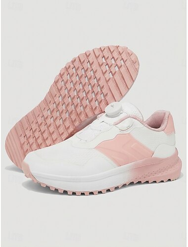  Roze golfschoenen voor dames met draaibare gesp, antislipzool met spikes, waterdichte sportschoenen, comfortabele casual sportschoenen voor op de golfbaan. &vrijetijdskleding