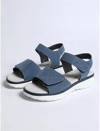  Naisten siniset urheilusandaalit säädettävillä tarranauhoilla – kevyet mukavuussandaalit, pehmustetut kävelykengät matkoille, ulkoiluun ja rannalle &päivittäinen käyttö