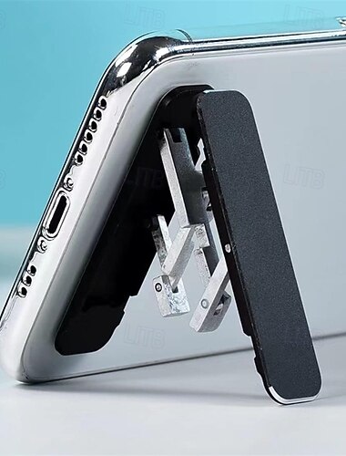  2-pakning ultratynn telefonstativ i metall, sammenleggbar justerbar mobiltelefonstativ for skrivebord, vertikal &Horisontalt selvklebende bakstativ for iPhone 17 16 15 Pro Max, Samsung Galaxy, alle
