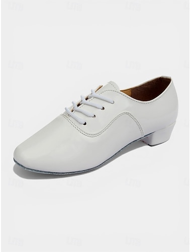  Zwarte lakleren ballroomdansschoenen voor heren, veterschoenen met zachte zool voor Latijns-Amerikaanse dans, tango en salsa. &formele uitvoering