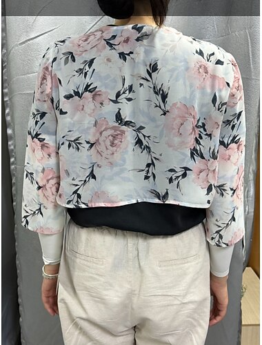  نسائي Jacket بلوزات شيفون ورد أنيق 3/4 الكم V رقبة قمصان قصيرة مناسب للبس اليومي ضيف حفل زفاف أبيض الصيف الربيع الخريف