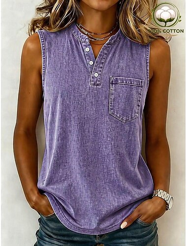  نسائي 100% Cotton قميص هينلي مغسول غسيل حمضي غسيل عتيق عتيق موضة أنيق بدون كم الأكمام راجلان هينلي قمصان طويلة فضفاض شاطئ أزرق أصفر وردي بلاشيهغ أرجواني برتقالي الصيف الربيع