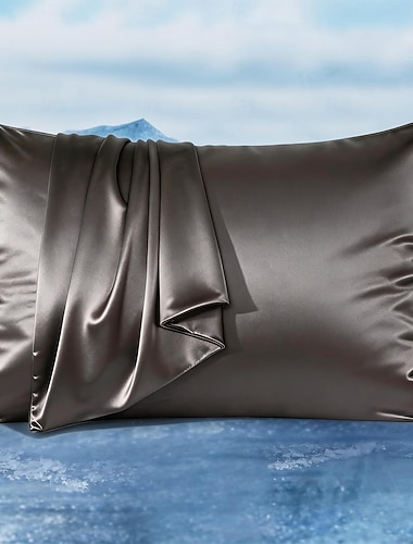  Kühlende Kissenbezüge für Menschen, die nachts schwitzen, doppelseitig, verbesserte Arc-Chill Q-Max-Technologie >0,5 cm starker, kühlender Satin-Kissenbezug, seidig weich, für Haare &Hautfreundlicher,