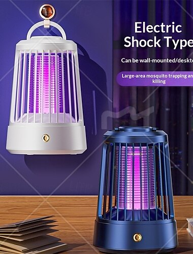  Elektrische insectenverdelger met UV-licht, geschikt voor muggen en vliegen, 2-in-1 insectenverdelger voor wandmontage en draagbaar gebruik op een bureau, elektronische vliegenvanger met groot bereik
