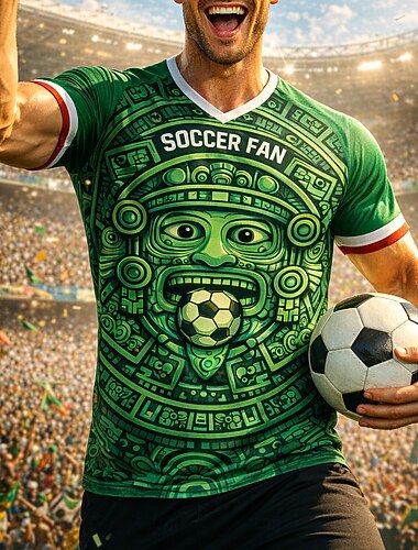  Per uomo Messico Calcio estivo Partita globale Maglioni Maglia da corsa Estate Blocco di colore Manica Corta UPF 50 Asciugatura Rapida Traspirante Casuale Corsa Jogging Fitness Verde abbigliamento