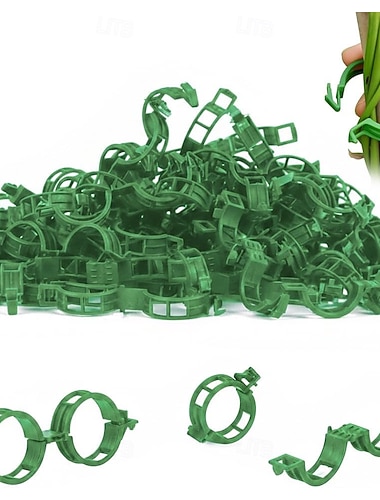  100 Pflanzenstützclips, Kunststoffclips zur Befestigung von Pflanzen, Pflanzenbefestigungsclips für Tomatenranken, wiederverwendbare Gartenclips für Kletterpflanzen, Weinreben, Gemüsestängel