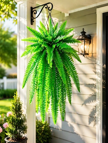  umělá závěsná bostonská kapradina, UV odolná, realistická, umělá rostlina do exteriéru, umělé kapradiny, umělé rostliny z umělých kapradin, umělá bostonská kapradina na dekoraci verandy, okna a domova
