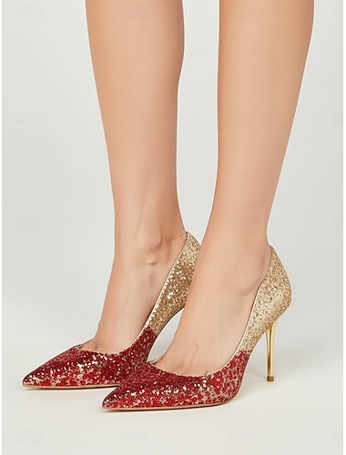  Glitterende stiletto pumps voor dames, pumps met spitse neus en hoge hakken voor cocktailparty's en gala's. &avondevenementen