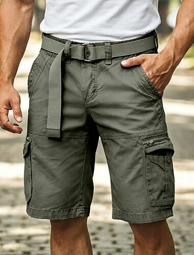  Homme Pantalon cargo Shorts cargo Shorts Short décontracté Avec Poches Taille Élastique Uni Couleur Pleine Court Occasionnel Extérieur Vêtements de rue Mode Streetwear Noir Vert Non Elastique