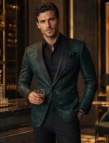  Retro / vintage Disko 1980 luku Smokki Pitkähihainen Disko Jakardi Paisley-kuvio Naamiaispuku Miesten Naamiaiset Cocktailjuhla Retro-teemaiset juhlat Aikuisten Smokki Kaikki vuodenajat