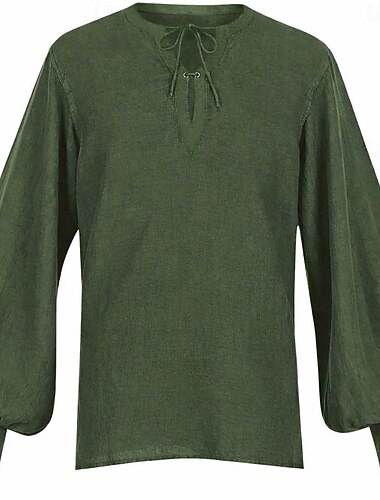  Medieval Renascentista Camisa Manga Comprida Pirata Viking Fantasia Unisexo Viking Pirata Dia Das Bruxas Carnaval Espetáculo LARP Ren Faire Adulto Camisa