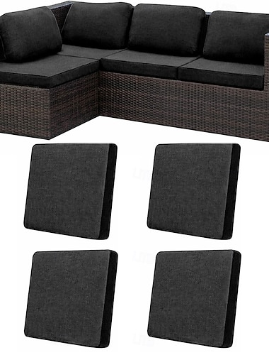  Conjunto de 4 capas elásticas para almofadas de pátio, capas de reposição para sofá de exterior. &Capas protetoras para sofás, capas para almofadas de móveis de jardim, protetores de móveis laváveis e