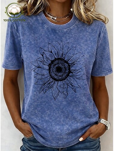  Női Póló Nyomtatott Savas mosás Vintage mosás Grafika Növények Szöveg Stílusos Alap Klasszikus Rövid ujjú Terített nyak Normál felsők Hétköznapi Napi Medence Fekete Arcpír rózsaszín Bíbor Lóhere Nyár