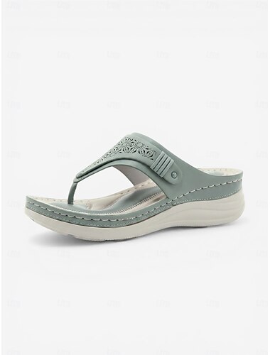  Groene dames slippers met voetboogondersteuning – comfortabele, gevoerde slippers met sleehak, lichtgewicht casual zomerschoenen voor wandelen, strand en reizen. &dagelijkse kleding