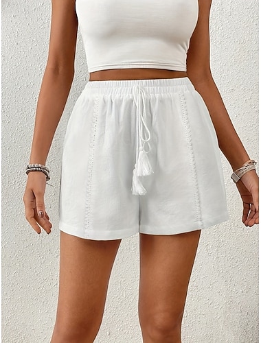  Dámské Tepláky Kalhoty chinos Kraťasy prázdniny Módní Šik ven Krátký Vysoký pas Bez vzoru Kapsy Elastický pas Pohodlný Pohodlné Yumuşak Elastické Ležérní Venkovní ulice Bílá Léto Jaro Podzim Volný