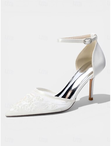  Décolleté da donna blu navy con tacco a spillo ricamato – eleganti scarpe con cinturino alla caviglia per cocktail party