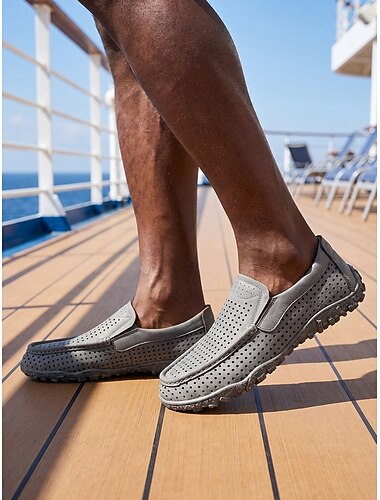  Herren Lässig Insel & Kreuzfahrt Wildleder Rutschfest Slipper Schwarz Khaki Grau Sommer Frühling Ganzjahres