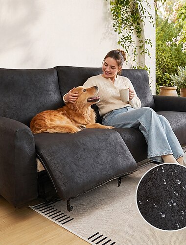 1/2/3 Sitzer Sofabezug für Relaxsessel aus PU-Leder, wasserdicht, einfarbig, elastisch, Schonbezüge für Einzelsofas, für Zuhause und Hotel