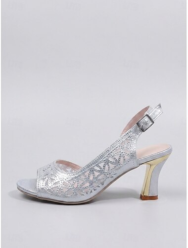  Sølvfarvede højhælede sandaler med blonde til kvinder – åbne slingback-kjoler med hæle til cocktailfester og aftenarrangementer &bryllupsgæst