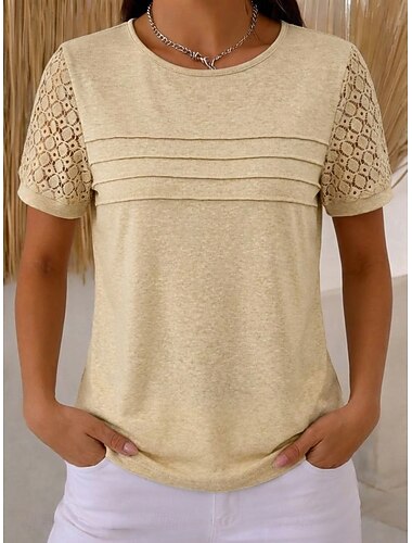  Dame Bluse Blonde topper Blonde Flettet عادي Stilfull Moderne Ermeløs Crew-hals Vanlige topper Avslappet Strand Ferie Svart Rosa Vin Beige Sommer Vår