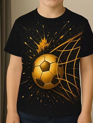 Jongens 3D Grafisch Voetbal Voetbal T-shirts T-shirt Korte mouw 3D-afdrukken Zomer Lente Sport Modieus Streetwear Kinderen 5-12 jaar Strakke ronde hals Casual Dagelijks Buiten Normale pasvorm