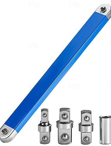  univerzální prodlužovací klíč s úhlovým dosahem, klíč s úzkým dosahem s 3/8" &Adaptéry pro 1/4" nástrčné klíče pro těžko dostupná místa, profesionální sada automobilového nářadí pro kutily, 5dílná
